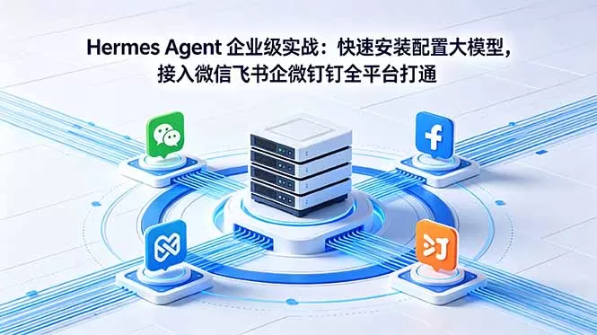Hermes Agent 企业级实战：快速安装配置大模型，接入微信飞书企微钉钉全平台打通网创资源-中创网-冒泡网-福缘网长青创习社