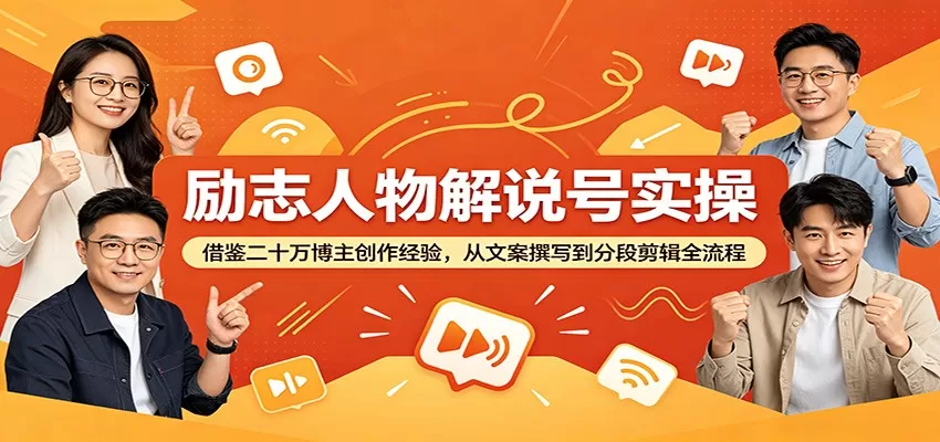 励志人物解说号实操:借鉴二十万博主创作经验,从文案撰写到分段剪辑全流程网创资源-中创网-冒泡网-福缘网长青创习社