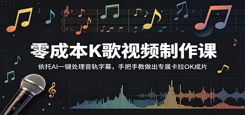 零成本K歌视频制作课：依托AI一键处理音轨字幕，手把手教做出专属卡拉OK成片网创资源-中创网-冒泡网-福缘网长青创习社