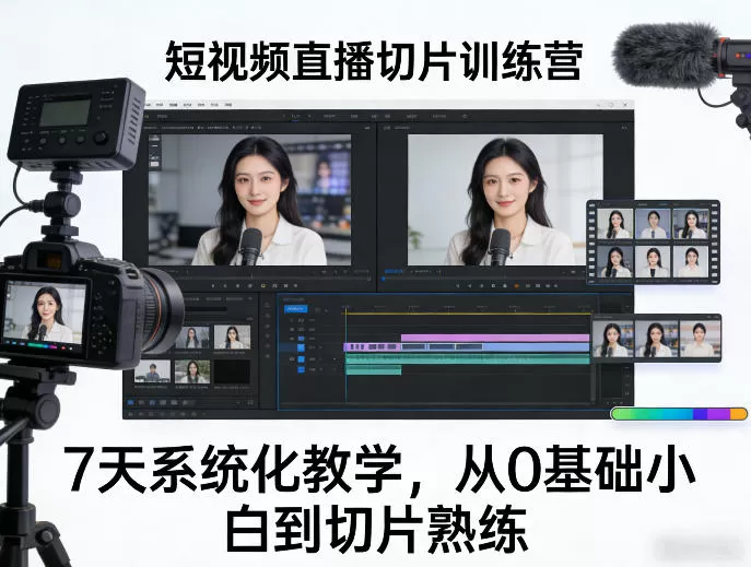 短视频直播切片训练营，7天系统化教学，从0基础小白到切片熟练网创资源-中创网-冒泡网-福缘网长青创习社