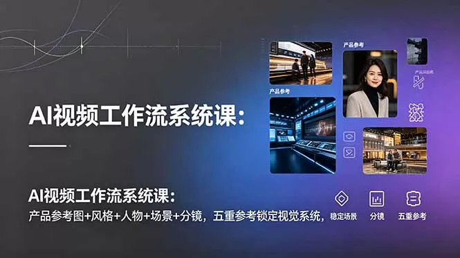 AI视频工作流系统课：产品参考图+风格+人物+场景+分镜，五重参考锁定视觉系统，稳定产出高质量视频网创资源-中创网-冒泡网-福缘网长青创习社