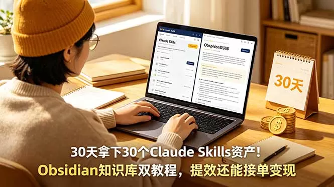 30天拿下30个Claude Skills资产！Obsidian知识库双教程，提效还能接单变现网创资源-中创网-冒泡网-福缘网长青创习社
