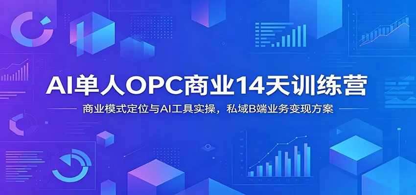 AI单人OPC商业14天训练营：商业模式定位与AI工具实操，私域B端业务变现方案网创资源-中创网-冒泡网-福缘网长青创习社