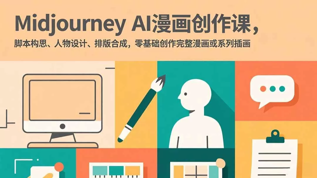 Midjourney AI漫画创作课，脚本构思、人物设计、排版合成，零基础创作完整漫画或系列插画网创资源-中创网-冒泡网-福缘网长青创习社