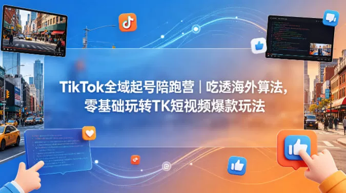 TikTok全域起号陪跑营｜吃透海外算法，零基础玩转TK短视频爆款玩法网创资源-中创网-冒泡网-福缘网长青创习社