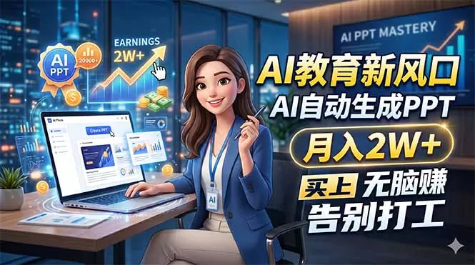 AI教育新风口,AI自动生成PPT,月入2W+,无脑赚,告别打工网创资源-中创网-冒泡网-福缘网长青创习社