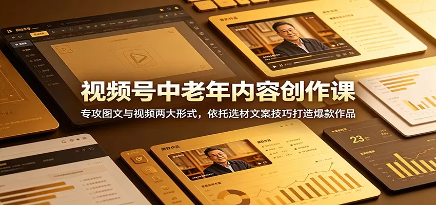 视频号中老年内容创作课:专攻图文与视频两大形式,依托选材文案技巧打造爆款作品网创资源-中创网-冒泡网-福缘网长青创习社