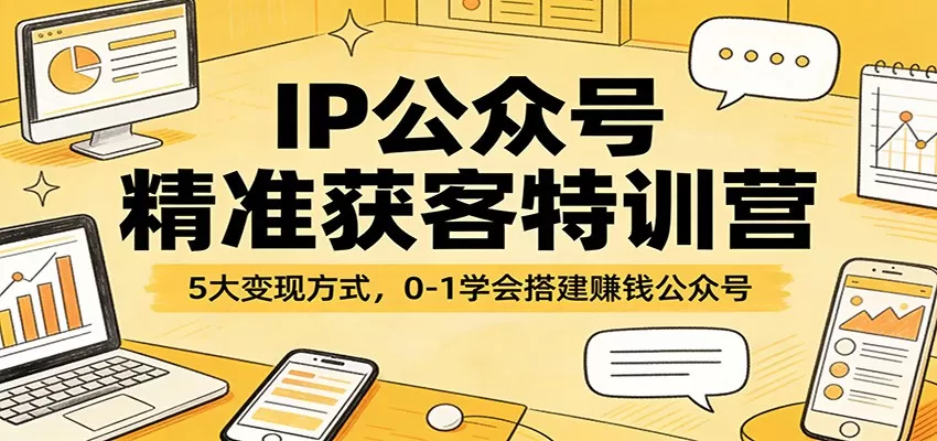 IP公众号精准获客特训营：5大变现方式，0-1学会搭建赚钱公众号网创资源-中创网-冒泡网-福缘网长青创习社