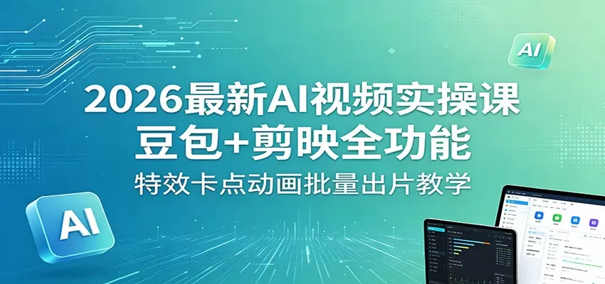 2026最新AI视频实操课：豆包+剪映全功能，特效卡点动画批量出片教学网创资源-中创网-冒泡网-福缘网长青创习社