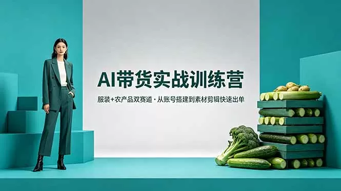 AI带货实战训练营，服装+农产品双赛道，从账号搭建到素材剪辑快速出单网创资源-中创网-冒泡网-福缘网长青创习社