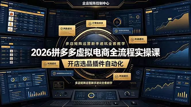2026拼多多虚拟电商全流程实操课，开店选品插件自动化，多店矩阵运营新手避坑全套教学网创资源-中创网-冒泡网-福缘网长青创习社