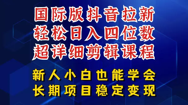 国际版抖音拉新,剪映,醒图,豆包等多玩法教程,长期可做的项目,轻松日入四位数,深度揭秘玩法,干就完了