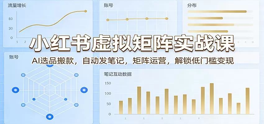 小红书虚拟矩阵实战课：AI选品搬款，自动发笔记，矩阵运营，解锁低门槛变现网创资源-中创网-冒泡网-福缘网长青创习社