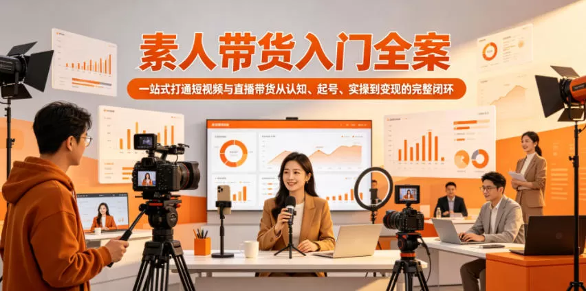 素人带货入门全案,一站式打通短视频与直播带货从认知、起号、实操到变现的完整闭环网创资源-中创网-冒泡网-福缘网长青创习社