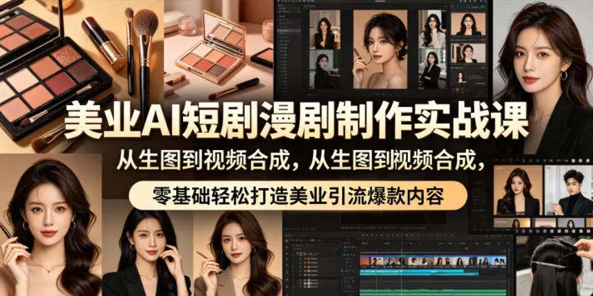 美业AI短剧漫剧制作实战课,从生图到视频合成,零基础轻松打造美业引流爆款内容网创资源-中创网-冒泡网-福缘网长青创习社