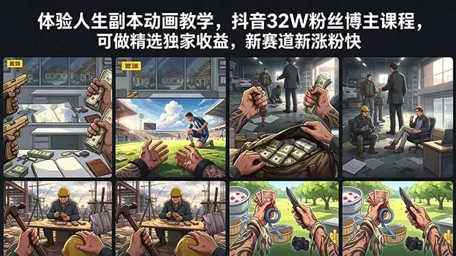 体验人生副本动画教学, 抖音32W粉丝博主课程,可做精选独家收益,新赛道新涨粉快网创资源-中创网-冒泡网-福缘网长青创习社