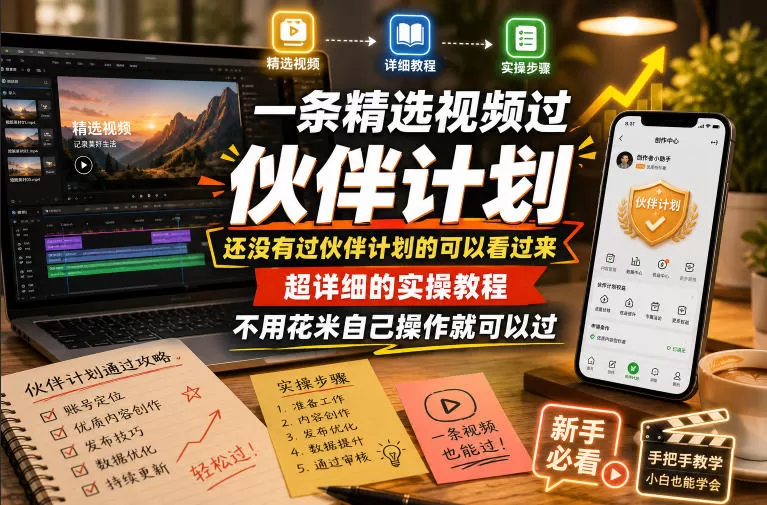 一条精选视频过伙伴计划,还没有过伙伴计划的可以看过来,超详细的实操教程,不用花米自己操作就可以过网创资源-中创网-冒泡网-福缘网长青创习社