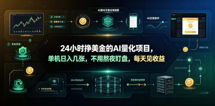 24小时挣美金的AI量化项目，单机日入几十美刀，不用熬夜盯盘，每天见收益【揭秘】网创资源-中创网-冒泡网-福缘网长青创习社