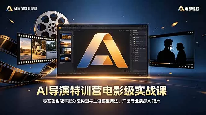 AI导演特训营电影级实战课,零基础也能掌握分镜构图与主流模型用法,产出专业质感AI短片网创资源-中创网-冒泡网-福缘网长青创习社