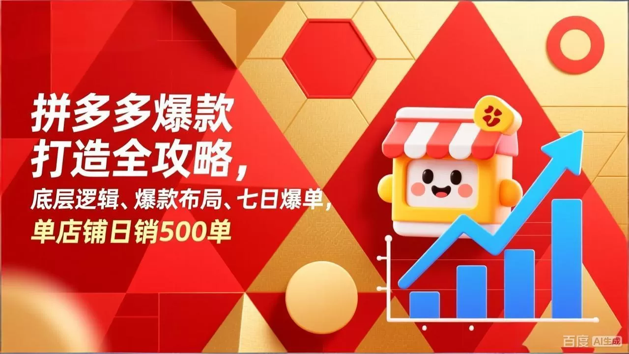 拼多多爆款打造全攻略，底层逻辑、爆款布局、七日爆单，单店铺日销500单网创资源-中创网-冒泡网-福缘网长青创习社