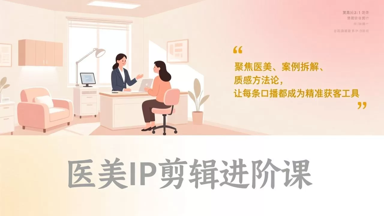 医美IP剪辑进阶课,聚焦医美、案例拆解、质感方法论,让每条口播都成为精准获客工具网创资源-中创网-冒泡网-福缘网长青创习社