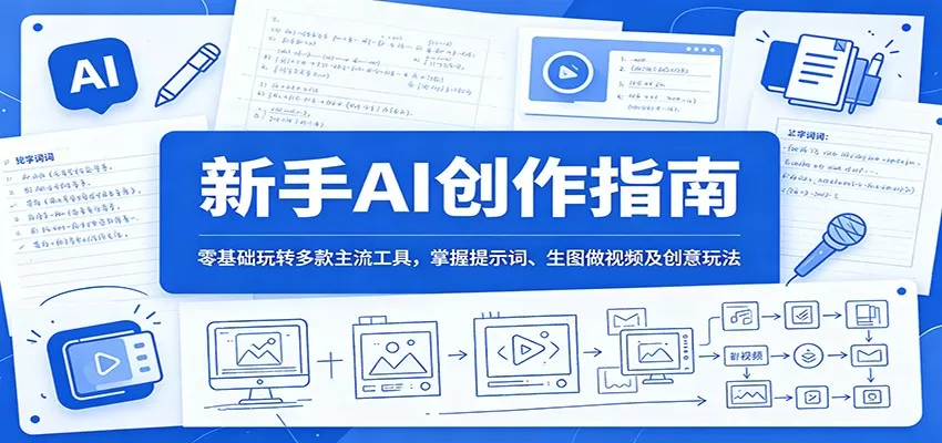 新手AI创作指南:零基础玩转多款主流工具,掌握提示词、生图做视频及创意玩法网创资源-中创网-冒泡网-福缘网长青创习社
