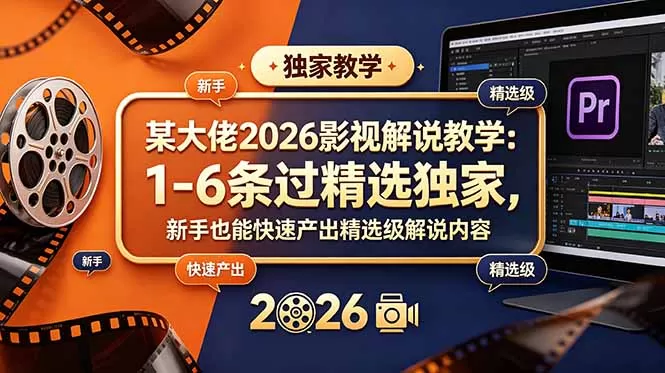 某大佬2026影视解说教学：1-6条过精选独家，新手也能快速产出精选级解说内容网创资源-中创网-冒泡网-福缘网长青创习社