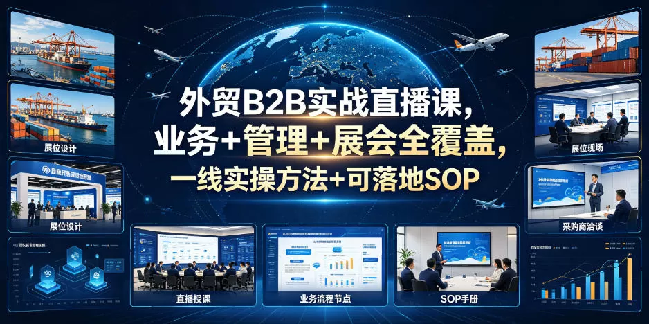 外贸B2B实战直播课，业务+管理+展会全覆盖，一线实操方法+可落地SOP网创资源-中创网-冒泡网-福缘网长青创习社