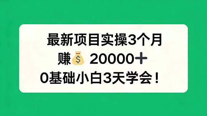 最新项目实操3个月，赚钱20000+，0基础小白3天学会！网创资源-中创网-冒泡网-福缘网长青创习社