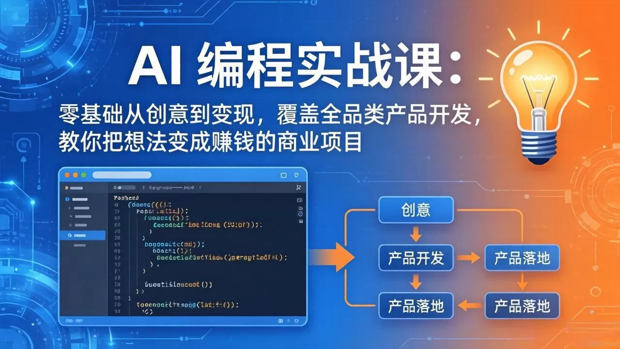 AI编程实战课-第三期-5月19更新：零基础从创意到变现，覆盖全品类产品开发，把想法变成赚钱项目网创资源-中创网-冒泡网-福缘网长青创习社