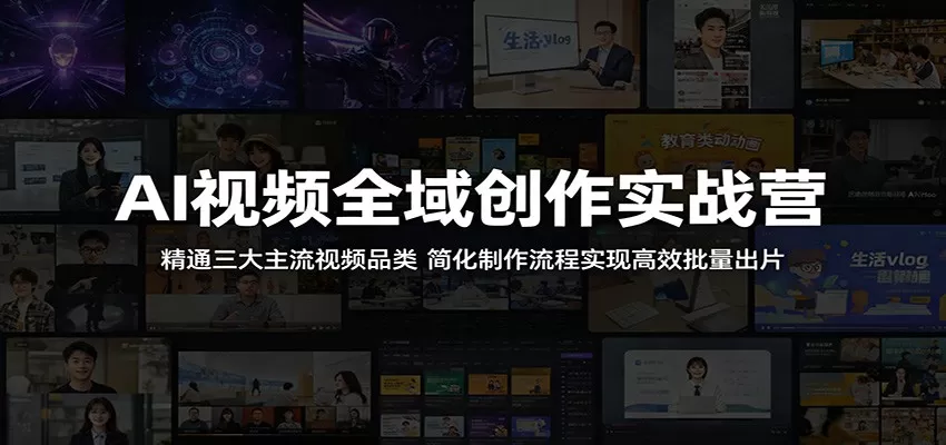 AI视频全域创作实战营：精通三大主流视频品类，简化制作流程实现高效批量出片网创资源-中创网-冒泡网-福缘网长青创习社