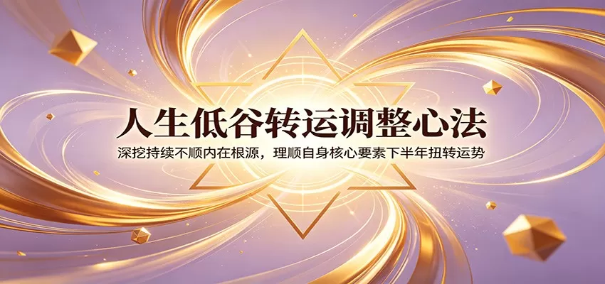 人生低谷转运调整心法：深挖持续不顺内在根源，理顺自身核心要素下半年扭转运势网创资源-中创网-冒泡网-福缘网长青创习社