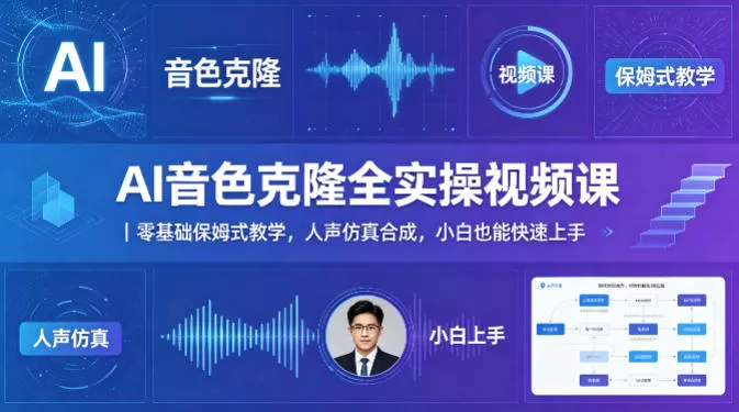 AI音色克隆全实操视频课｜零基础保姆式教学，人声仿真合成，小白也能快速上手网创资源-中创网-冒泡网-福缘网长青创习社