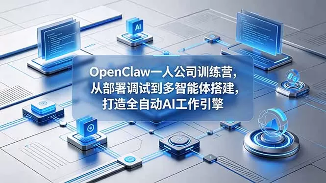 OpenClaw 一人公司训练营,从部署调试到多智能体搭建,打造全自动 AI 工作引擎网创资源-中创网-冒泡网-福缘网长青创习社