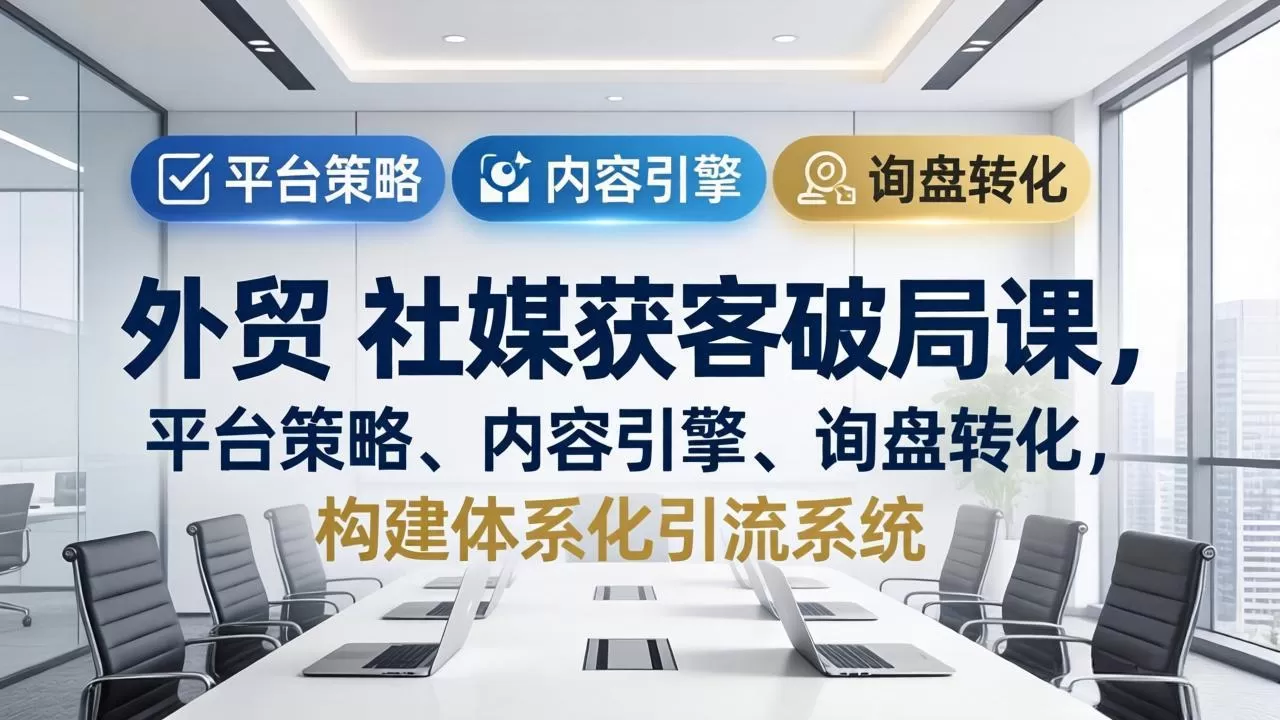 外贸 社媒获客破局课,平台策略、内容引擎、询盘转化,构建体系化引流系统(更新26年3月网创资源-中创网-冒泡网-福缘网长青创习社