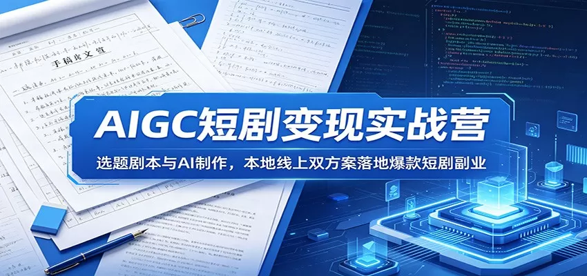 AIGC短剧变现实战营:选题剧本与AI制作,本地线上双方案落地爆款短剧副业网创资源-中创网-冒泡网-福缘网长青创习社