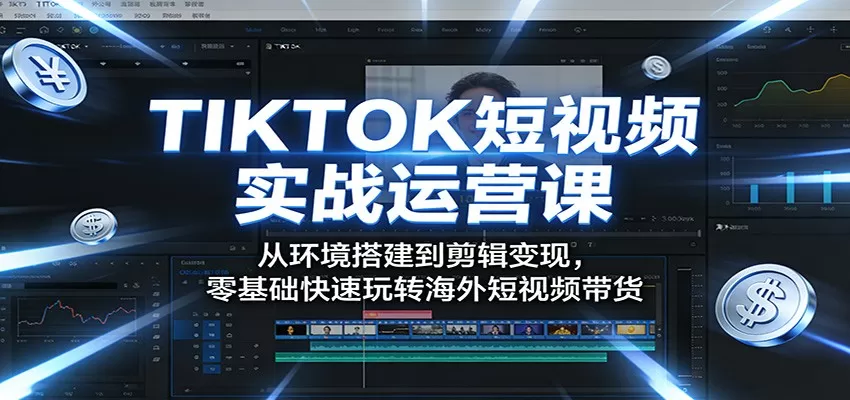 TIKTOK短视频实战运营课：从环境搭建到剪辑变现，零基础快速玩转海外短视频带货网创资源-中创网-冒泡网-福缘网长青创习社