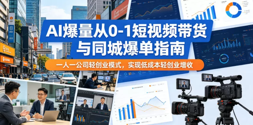 AI爆量从0-1短视频带货与同城爆单指南,一人一公司轻创业模式,实现低成本轻创业增收网创资源-中创网-冒泡网-福缘网长青创习社