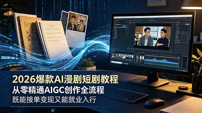 2026 爆款 AI 漫剧短剧教程 从零精通 AIGC 创作全流程 既能接单变现又能就业入行网创资源-中创网-冒泡网-福缘网长青创习社