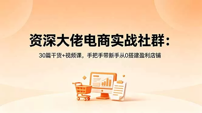 资深大佬电商实战社群:30篇干货+视频课,手把手带新手从0搭建盈利店铺网创资源-中创网-冒泡网-福缘网长青创习社