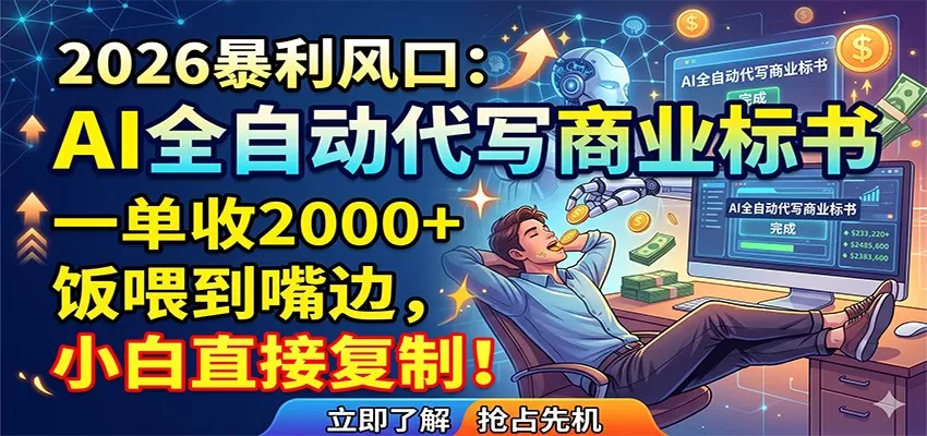 AI全自动代写商业标书,一单收2000+,饭喂到嘴边,小白直接复制网创资源-中创网-冒泡网-福缘网长青创习社