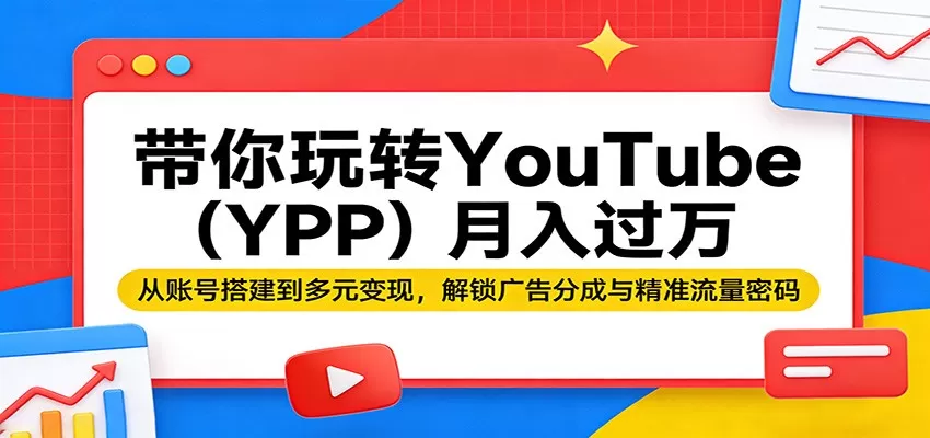 带你玩转YouTube(YPP)月入过万：从账号搭建到多元变现，解锁广告分成与精准流量密码网创资源-中创网-冒泡网-福缘网长青创习社