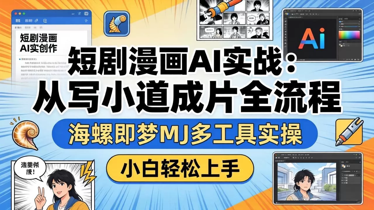 短剧漫画AI实战：从写小说到成片全流程，海螺即梦MJ多工具实操，小白轻松上手网创资源-中创网-冒泡网-福缘网长青创习社