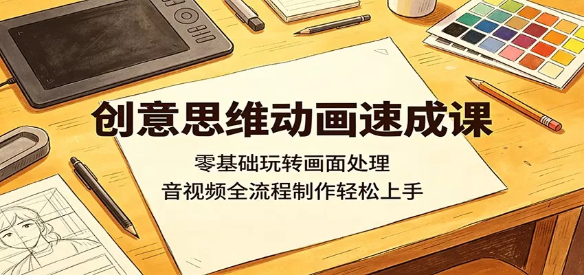 创意思维动画速成课：零基础玩转画面处理，音视频全流程制作轻松上手网创资源-中创网-冒泡网-福缘网长青创习社