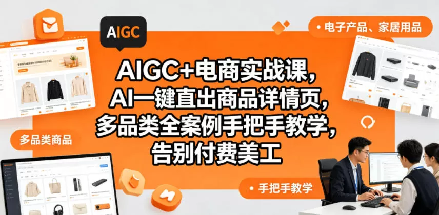 AIGC+电商实战课，AI一键直出商品详情页，多品类全案例手把手教学，告别付费美工(更新)网创资源-中创网-冒泡网-福缘网长青创习社