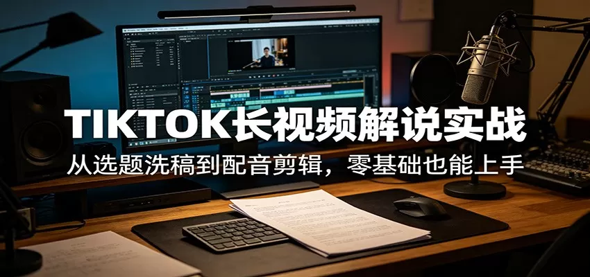 TIKTOK长视频解说实战：从选题洗稿到配音剪辑，零基础也能上手网创资源-中创网-冒泡网-福缘网长青创习社
