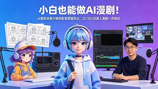 小白也能做AI漫剧!从角色场景分镜到配音剪辑导出,2D/3D/仿真人漫剧一步到位网创资源-中创网-冒泡网-福缘网长青创习社