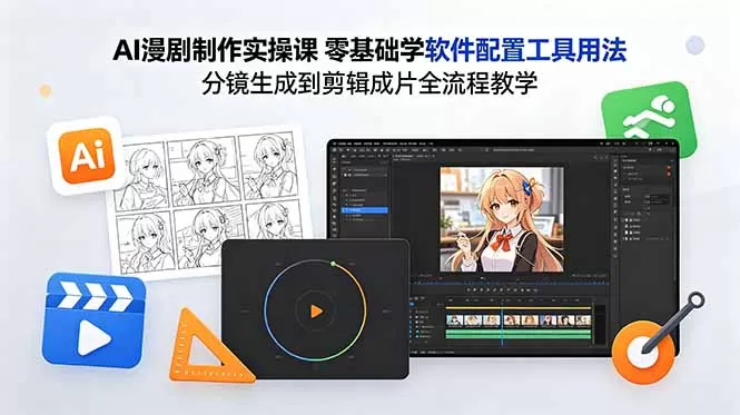 AI漫剧制作实操课 零基础学软件配置工具用法 分镜生成到剪辑成片全流程教学网创资源-中创网-冒泡网-福缘网长青创习社