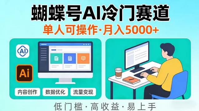 蝴蝶号Ai冷门新赛道，单人可操作，稳定月入5k＋【揭秘】网创资源-中创网-冒泡网-福缘网长青创习社