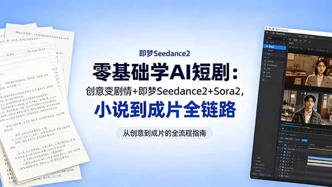 零基础学AI短剧:创意变剧情+即梦Seedance2+Sora2,小说到成片全链路网创资源-中创网-冒泡网-福缘网长青创习社